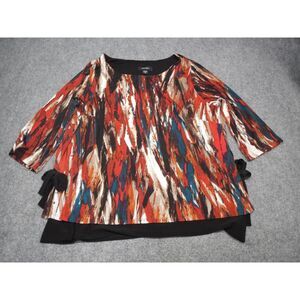 Abstract Brushstroke Print Women's Top in Red and Blue - Studio 17